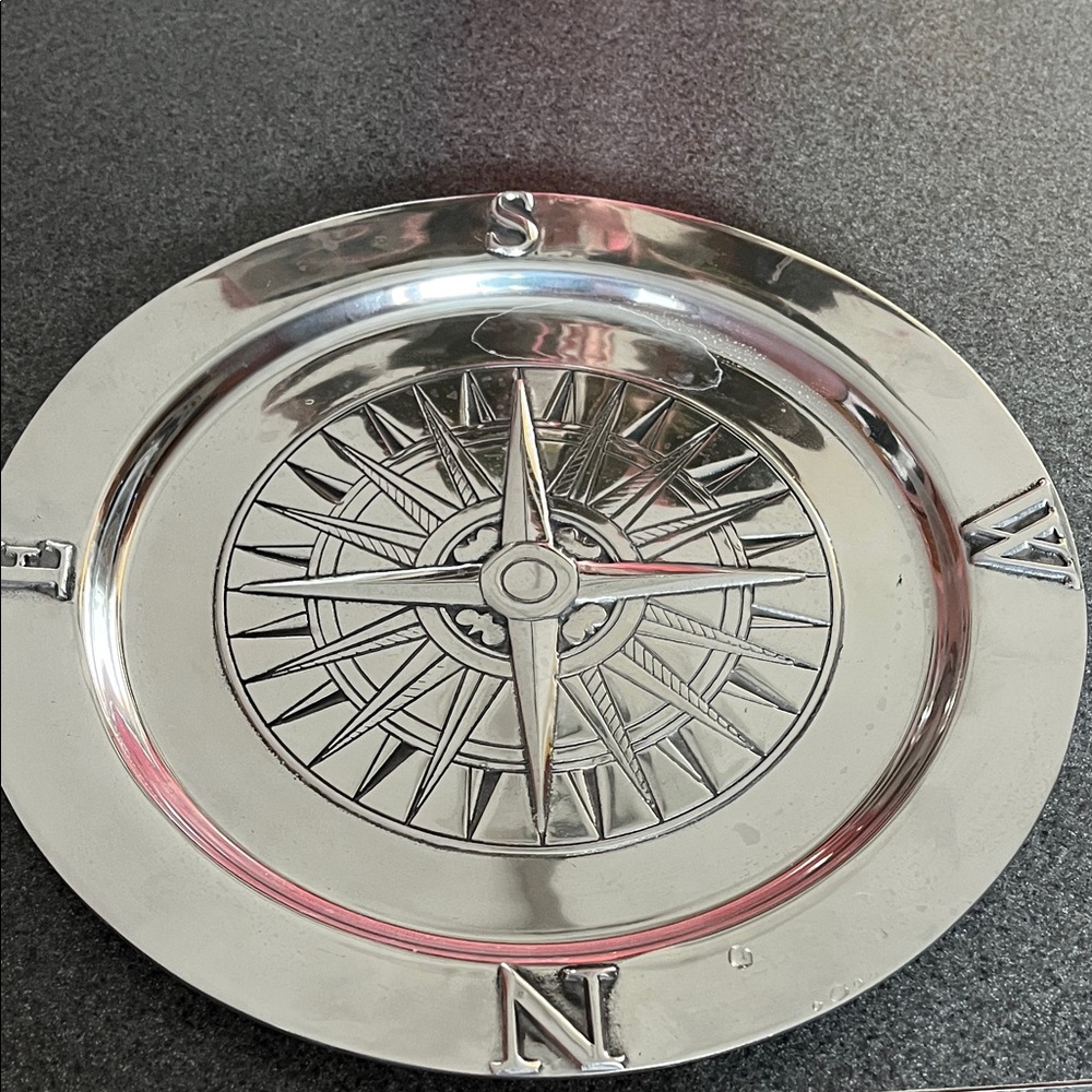 Nautical Silver Compass Wall Art